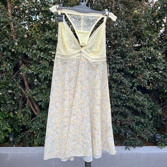 New with Tags BCBGMaxazria Yellow Floral Anise Flower Babydoll Cami Set - Picture 1 of 5